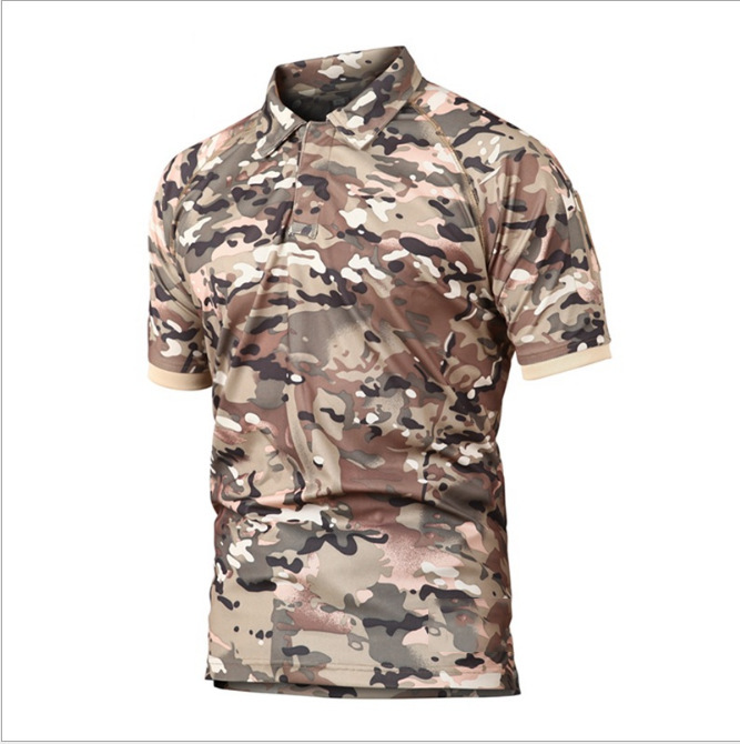 Camiseta de polo militar de verano de secado rápido para hombres