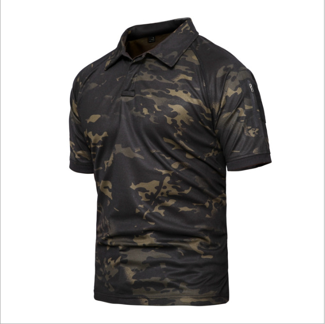 Camisa de Polo Militar de Verão Seco Rápido Camisa de Pólo Militar de Combate Táctico Polo Masculino Azul Camisa de Pólo Manga Curta