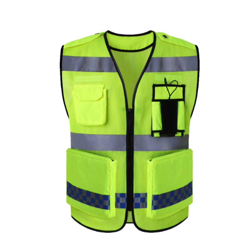 Automobile Motorcycle Reflective Safety Vest Yellow High Visibility Night Warning Safety Coat for Traffic Car Summer Mesh Vest