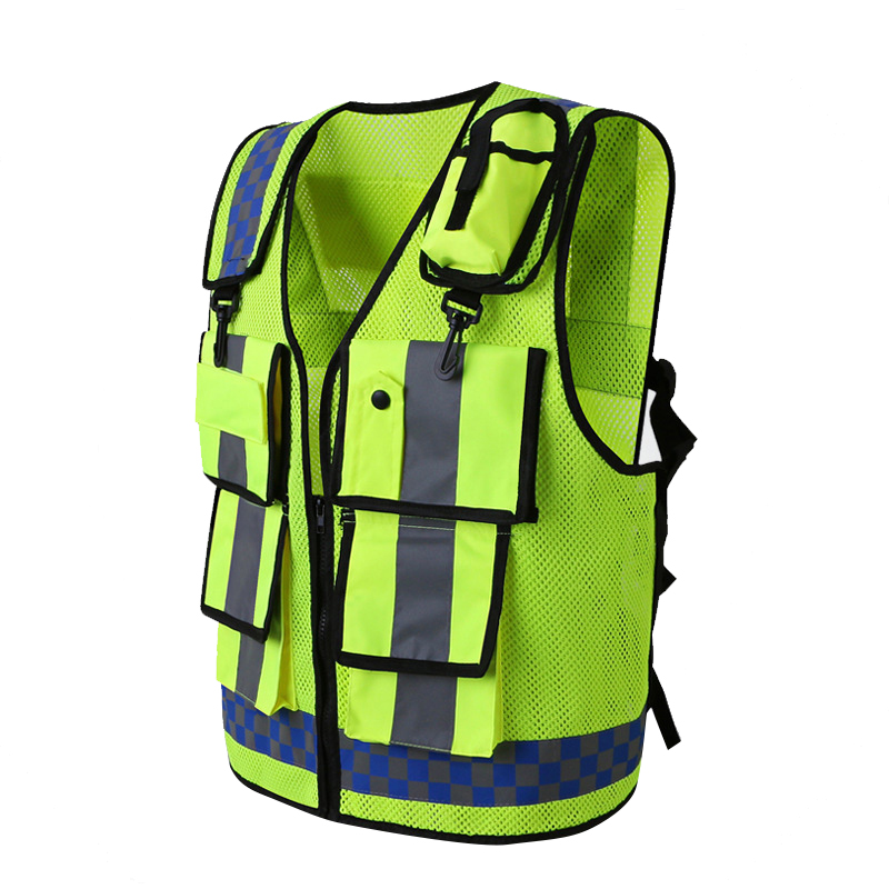 Automobile Motorcycle Reflective Safety Vest Yellow High Visibility Night Warning Safety Coat for Traffic Car Summer Mesh Vest