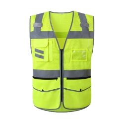 Automobile Motorcycle Reflective Safety Vest Yellow High Visibility Night Warning Safety Coat for Traffic Car Summer Mesh Vest