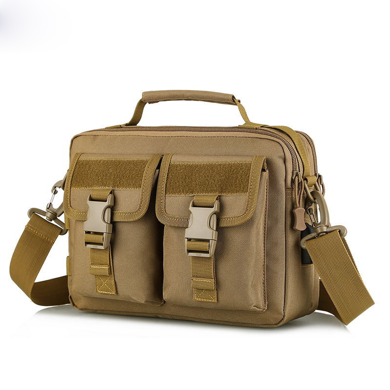 Outdoor Military Camouflage Computer Portable Tactical Shoulder Handbags with Two Utility Pockets at Front