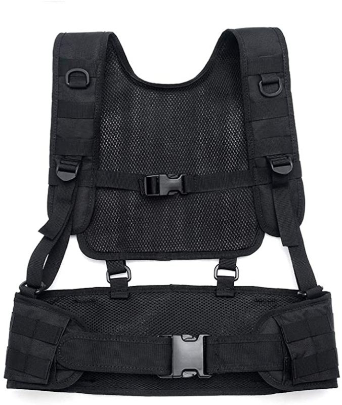 Tactical Padded Battle Belt Vest with Detachable Suspender Straps Airsoft Combat Duty Belt with Comfortable Pads and Removable Harness for Outdoors Training