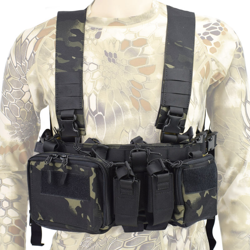 Tactical H-harness Chest Rig Vest Army Pack Down Hang Utility Belly Pouch Molle Men Nylon Airsoft Hunting Accessories