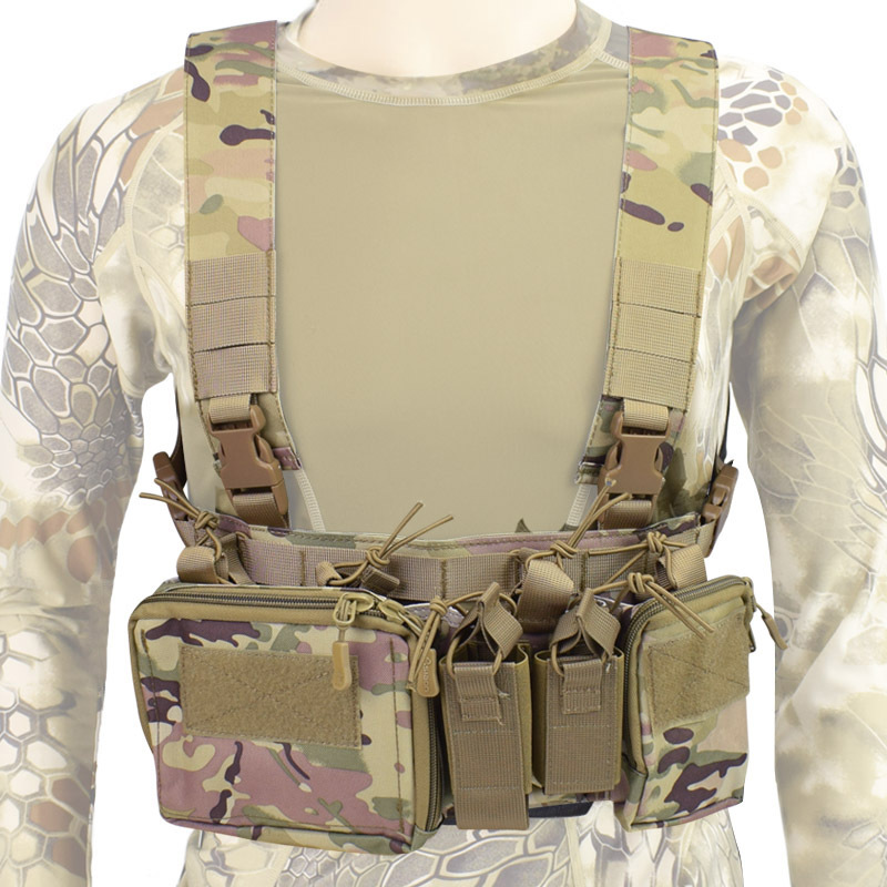 Tactical H-harness Chest Rig Vest Army Pack Down Hang Utility Belly Pouch Molle Men Nylon Airsoft Hunting Accessories