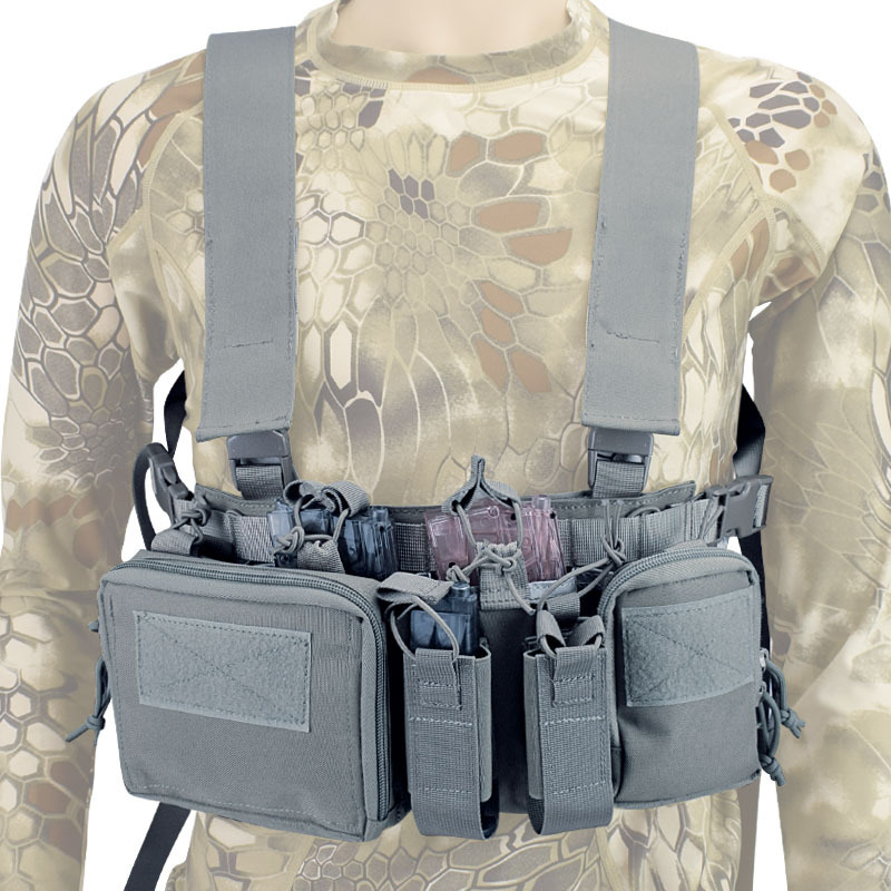 Tactical H-harness Chest Rig Vest Army Pack Down Hang Utility Belly Pouch Molle Men Nylon Airsoft Hunting Accessories