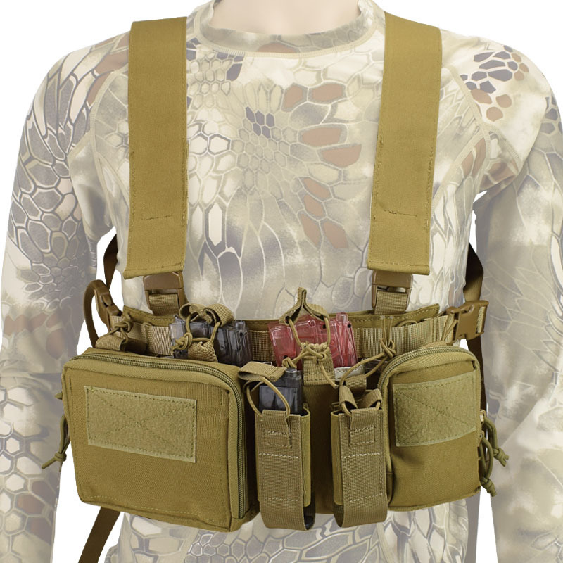 Tactical H-harness Chest Rig Vest Army Pack Down Hang Utility Belly Pouch Molle Men Nylon Airsoft Hunting Accessories