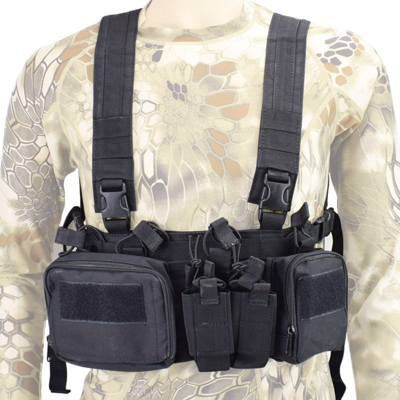 Tactical H-harness Chest Rig Vest Army Pack Down Hang Utility Belly Pouch Molle Men Nylon Airsoft Hunting Accessories