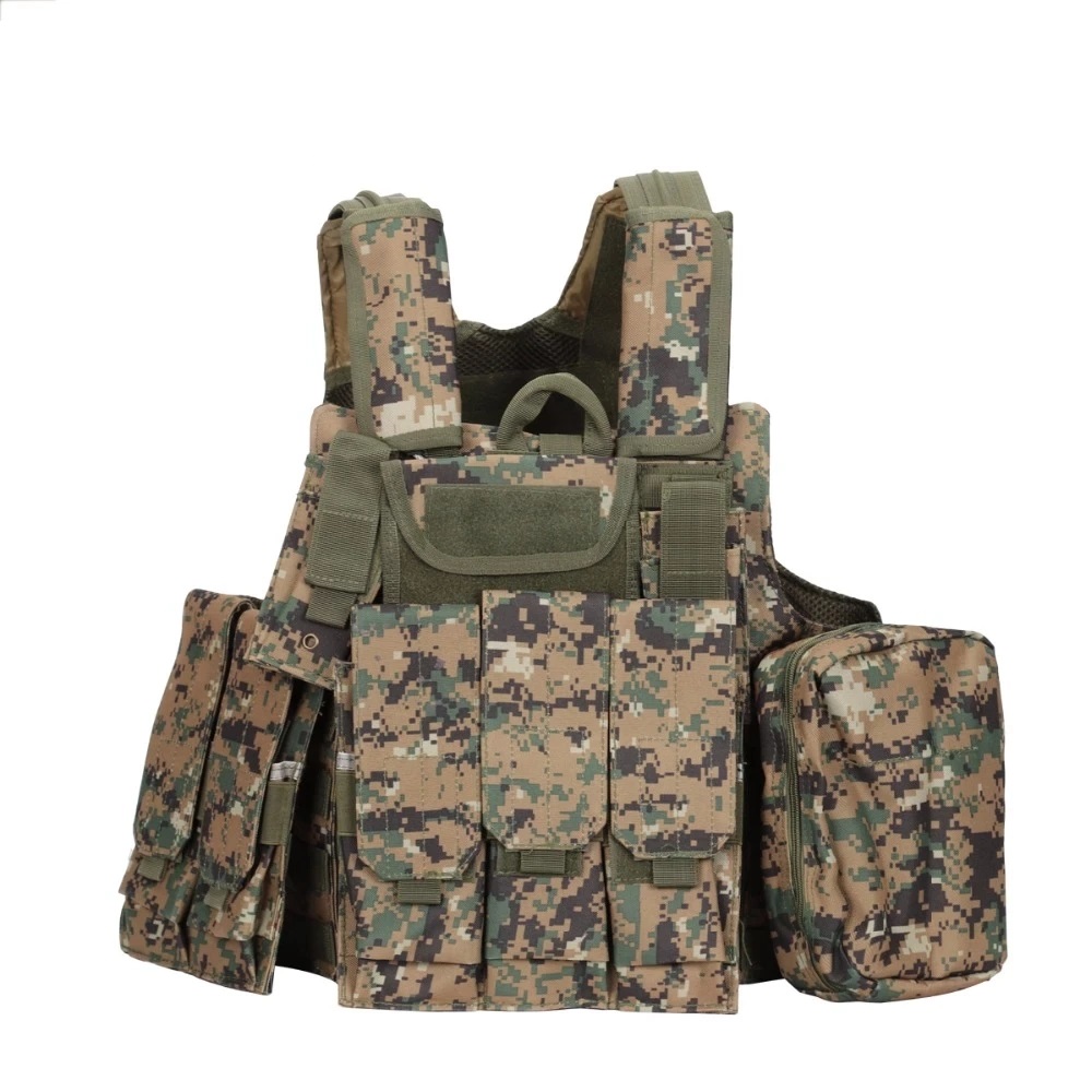 Outdoor Cycling Chest Rig Vest Tactical Molle Carrier Armor Body Bulletproof Vest Steel Wire Commando Plates with Pouches