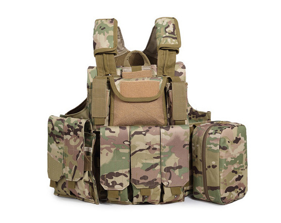 Outdoor Cycling Chest Rig Vest Tactical Molle Carrier Armor Body Bulletproof Vest Steel Wire Commando Plates with Pouches