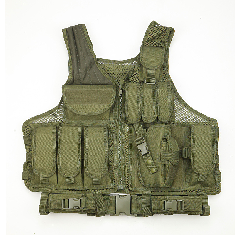 MOLLE Airsoft Combat Tactical Vest Army Vest with Gun Holster Molle Carrier Vest