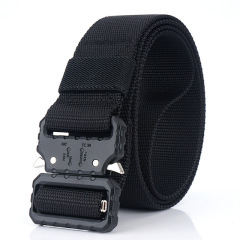 black zinc alloy buckle military tactical belt high fabric elastic thick nylon army belt for men