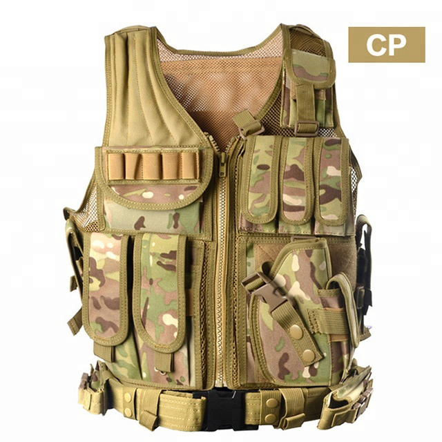 MOLLE Airsoft Combat Tactical Vest Army Vest with Gun Holster Molle Carrier Vest