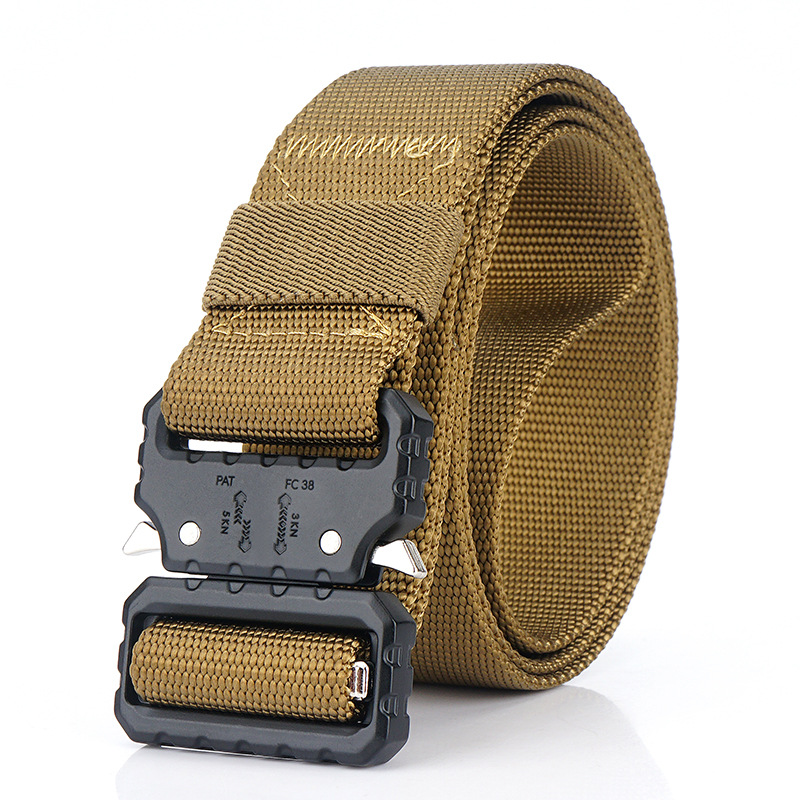 black zinc alloy buckle military tactical belt high fabric elastic thick nylon army belt for men