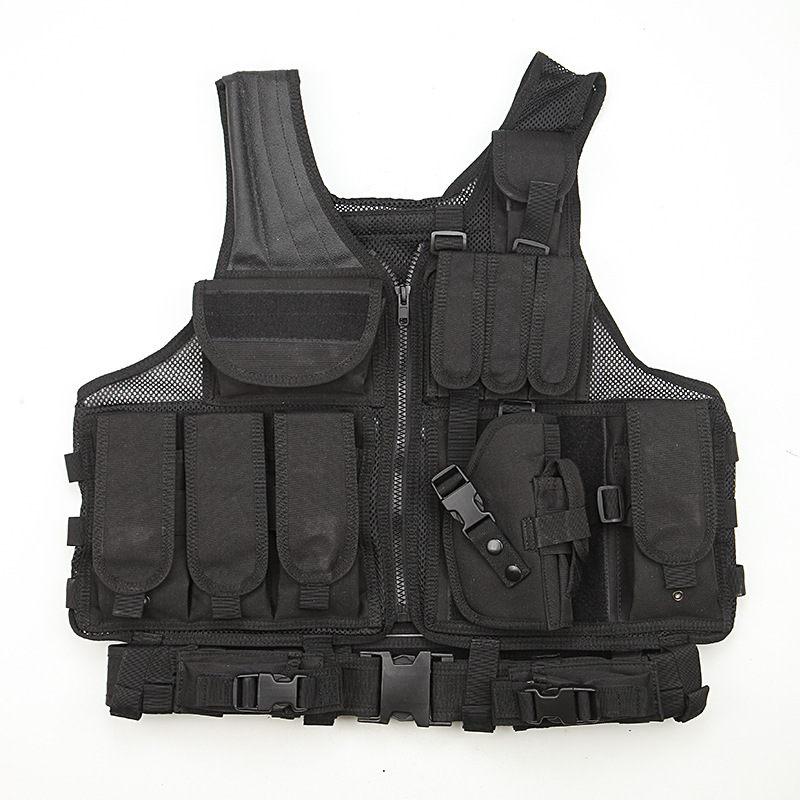 MOLLE Airsoft Combat Tactical Vest Army Vest with Gun Holster Molle Carrier Vest