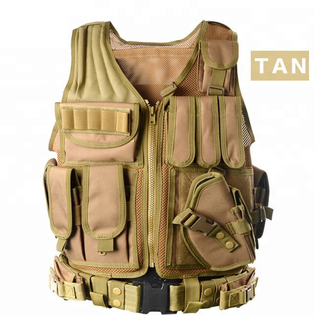 MOLLE Airsoft Combat Tactical Vest Army Vest with Gun Holster Molle Carrier Vest