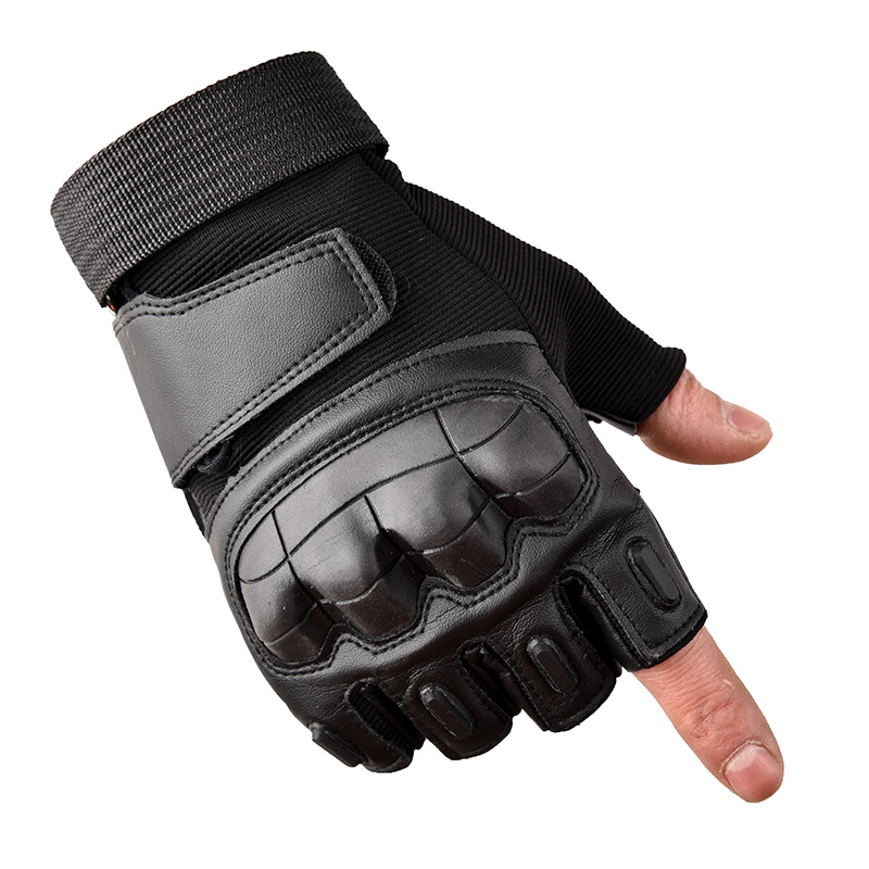 Hard Knuckle Half Gloves Police And Military Tactical Leather Outdoor Training Tactical Gloves