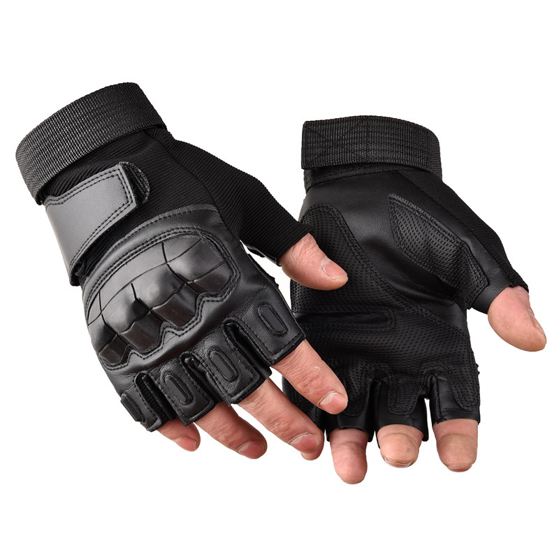 Hard Knuckle Half Gloves Police And Military Tactical Leather Outdoor Training Tactical Gloves