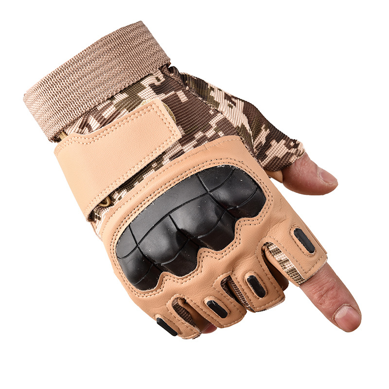 Hard Knuckle Half Gloves Police And Military Tactical Leather Outdoor Training Tactical Gloves
