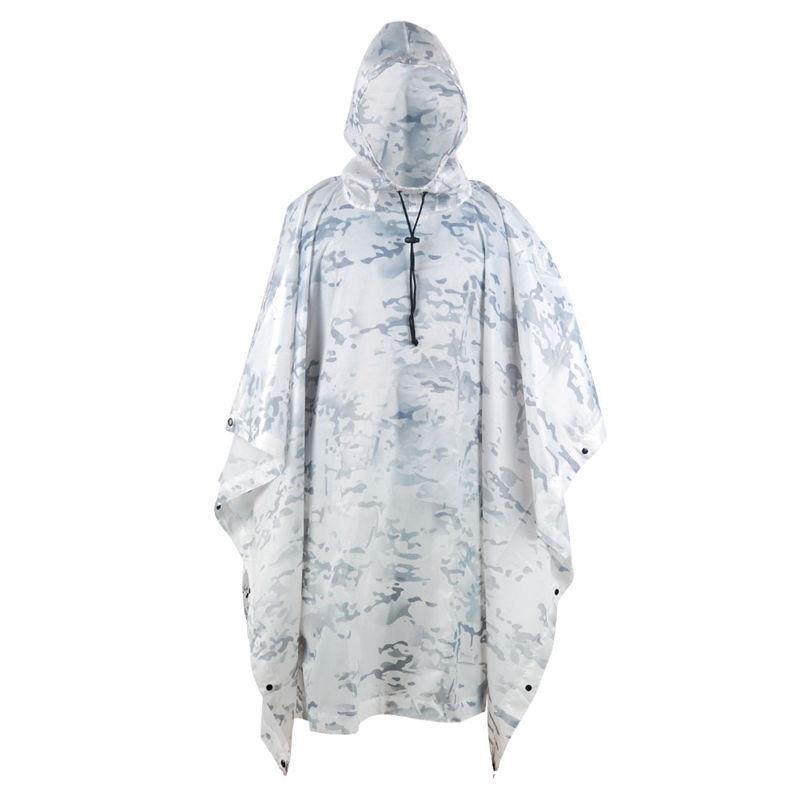 wholesale camo 210T pvc coating outdoor waterproof rain poncho hoodie Versatile tactical cloak