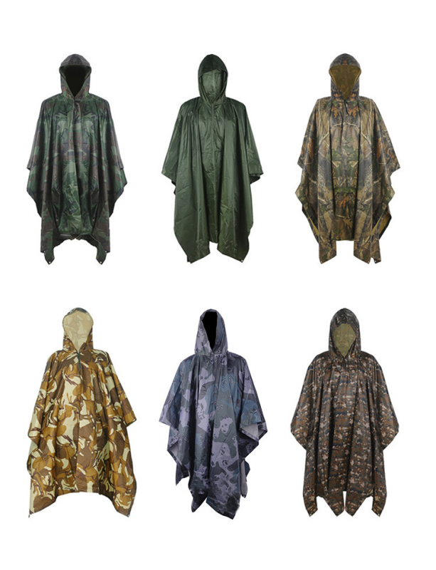 Hunting Military Camo Army Clear Jungle Polyester Pvc Long Multifunction Outdoor Camping Rain Raincoat