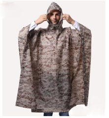 Tactical multi-functional camouflage poncho three-in-one raincoat outdoor jungle hunting hidden ground cushion poncho