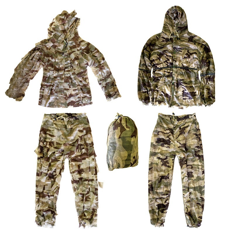 3D Leaf Army Camo Ghillie Suit Airsoft Sniper Tactical Hunting Suit Breathable Hunting Clothing