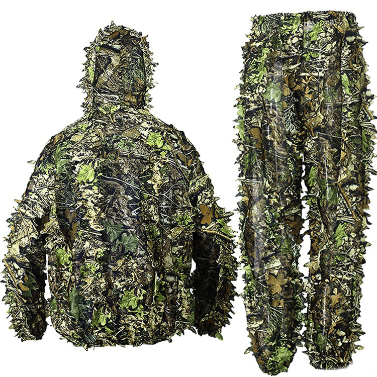 Green leaves Ghillie suit 3D leaves camouflage clothes Ghillie suit stealth clothes outdoor CS real person hunting clothes