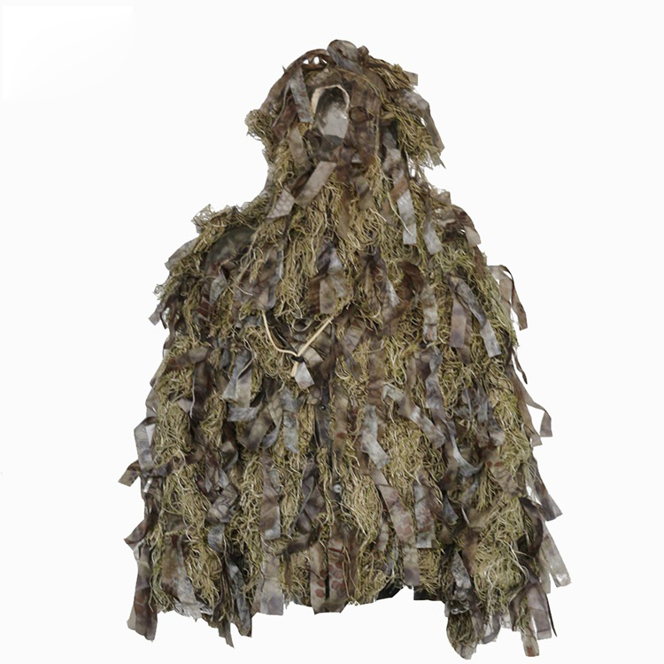 Custom leaf wool mixed with brown ghillie suit wilderness survival jungle bionic camouflage ghillie suit