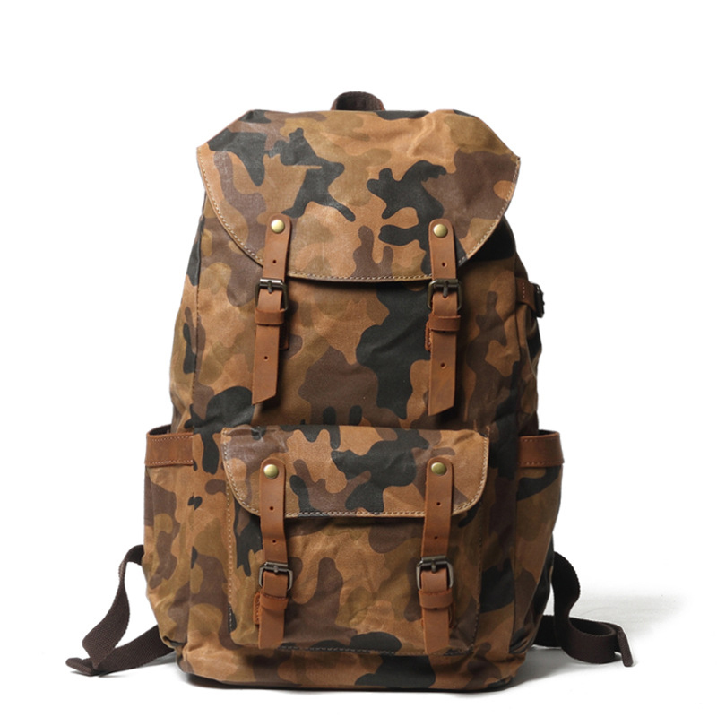 Vintage men's handbag and outdoor bag Hiking Backpack waterproof wax Canvas Backpack men's bag