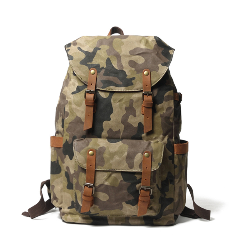 Vintage men's handbag and outdoor bag Hiking Backpack waterproof wax Canvas Backpack men's bag
