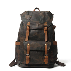 Vintage men's handbag and outdoor bag Hiking Backpack waterproof wax Canvas Backpack men's bag