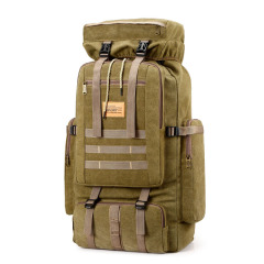 Large Capacity Backpack Men's 80l Canvas Durable Camping Hiking Backpack Fashionable Travel Casual Sport