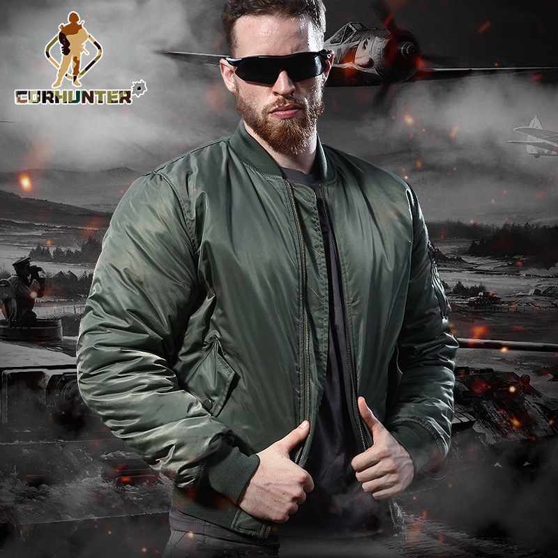 MA1 Air Force Flight Jacket autumn and winter fashion coat young male stand collar pilot European and American large cotton clothes