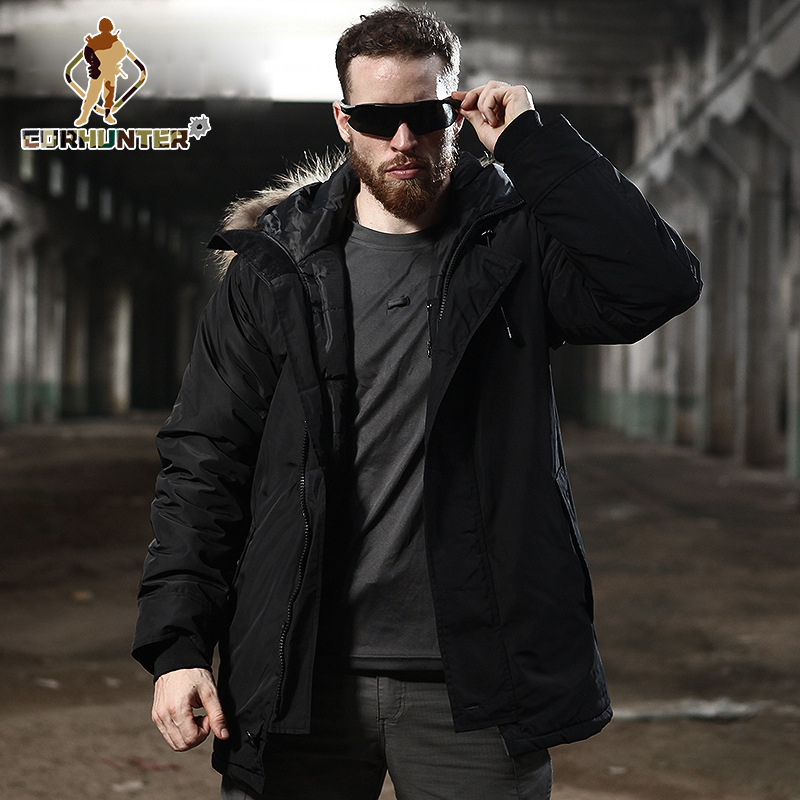 Consul outdoor n3b real wool collar cotton coat windproof waterproof cold proof coat tactical cotton coat