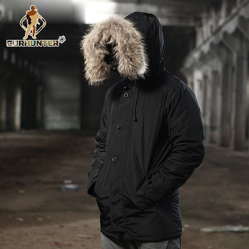 Consul outdoor n3b real wool collar cotton coat windproof waterproof cold proof coat tactical cotton coat