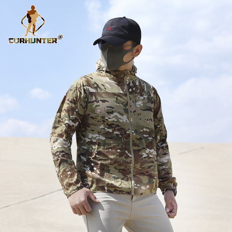 Outdoor tactical skin suit men's summer anti-straight clothes-breathing waterproof thin fast drying windbreaker coat mountaineering wear