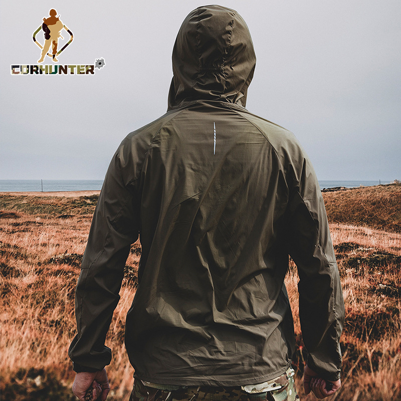 Outdoor tactical skin suit men's summer anti-straight clothes-breathing waterproof thin fast drying windbreaker coat mountaineering wear