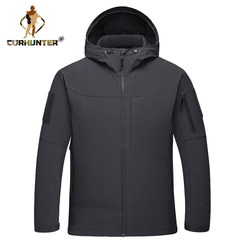 Tactical soft shell portable windbreaker windproof waterproof hoodie men's coat