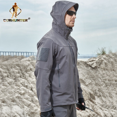 Tactical soft shell portable windbreaker windproof waterproof hoodie men's coat