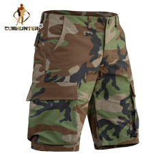Outdoor camo stretch pants baggy cargo multi-bag shorts men's summer tactical commuter shorts