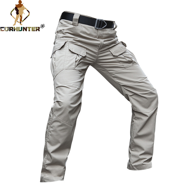 Men's Waterproof Rib Stop Tactical Pants Army Fans Combat Hiking Hunting Multi Pockets Worker Cargo Pant Trousers