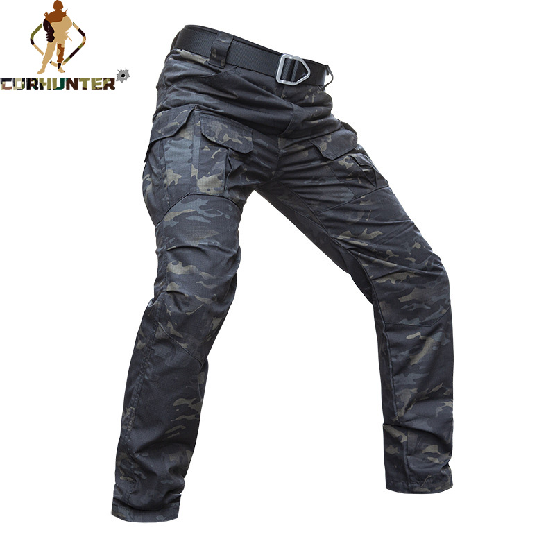 Men's Waterproof Rib Stop Tactical Pants Army Fans Combat Hiking Hunting Multi Pockets Worker Cargo Pant Trousers