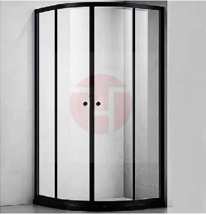 Curved Double Glass Sliding Door (Black)