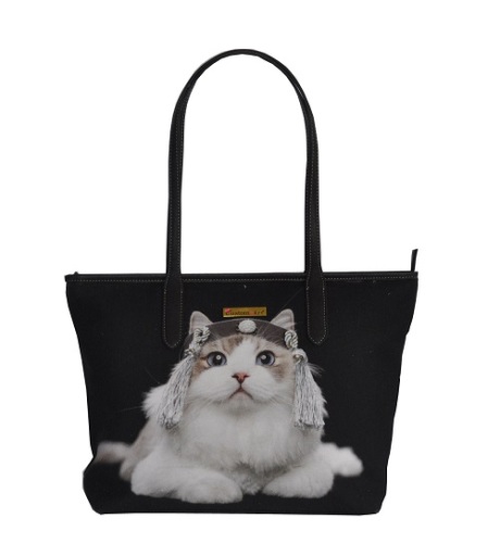 Borsa tote personalizzata con foto per animali domestici, borse tote in cotone con stampa digitale, borsa di tela ecologica simpatici cani portatili per animali domestici angelo dalla Cina
