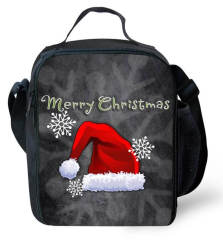Shoulder student lunch bags for Christmas holiday schoolbag children cute snowman santa winter small light easy to carry