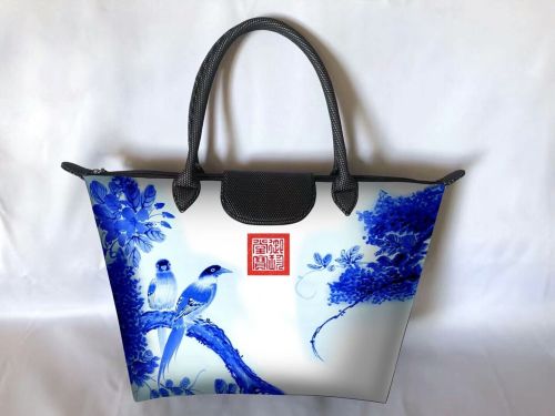Borsa tote personalizzata stampata con foto di pittura tradizionale cinese stampa trasparente personalizzabile Cina prezzo basso di alta qualità