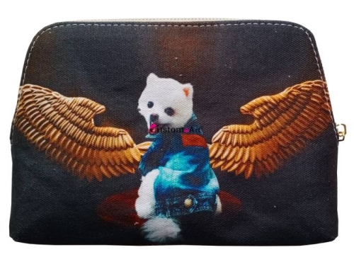 100% puro cotone tela stampa digitale borsa cosmetica portafoglio portatile gatto animale domestico simpatico gatto facile da trasportare