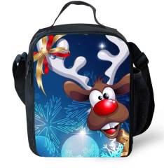 Shoulder student lunch bags for Christmas holiday schoolbag children cute snowman santa winter small light easy to carry
