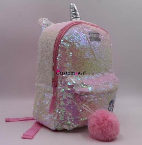 Ragazze Flip Sequin animale Mini Zaino laser Zaino lucido Paillettes Hairball Pompon Diversi colori bambini bambini moda dalla Cina